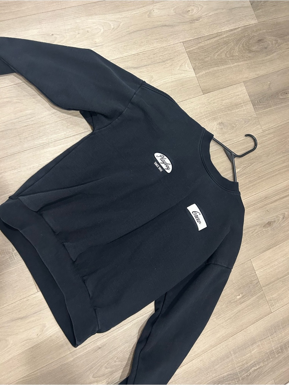 PLAYBOY Black Sweatshirt with White Patch Logo